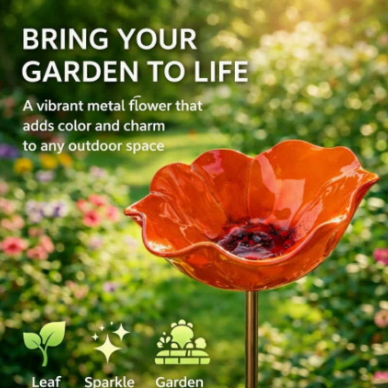 Flower-shaped bird bath for garden & balcony