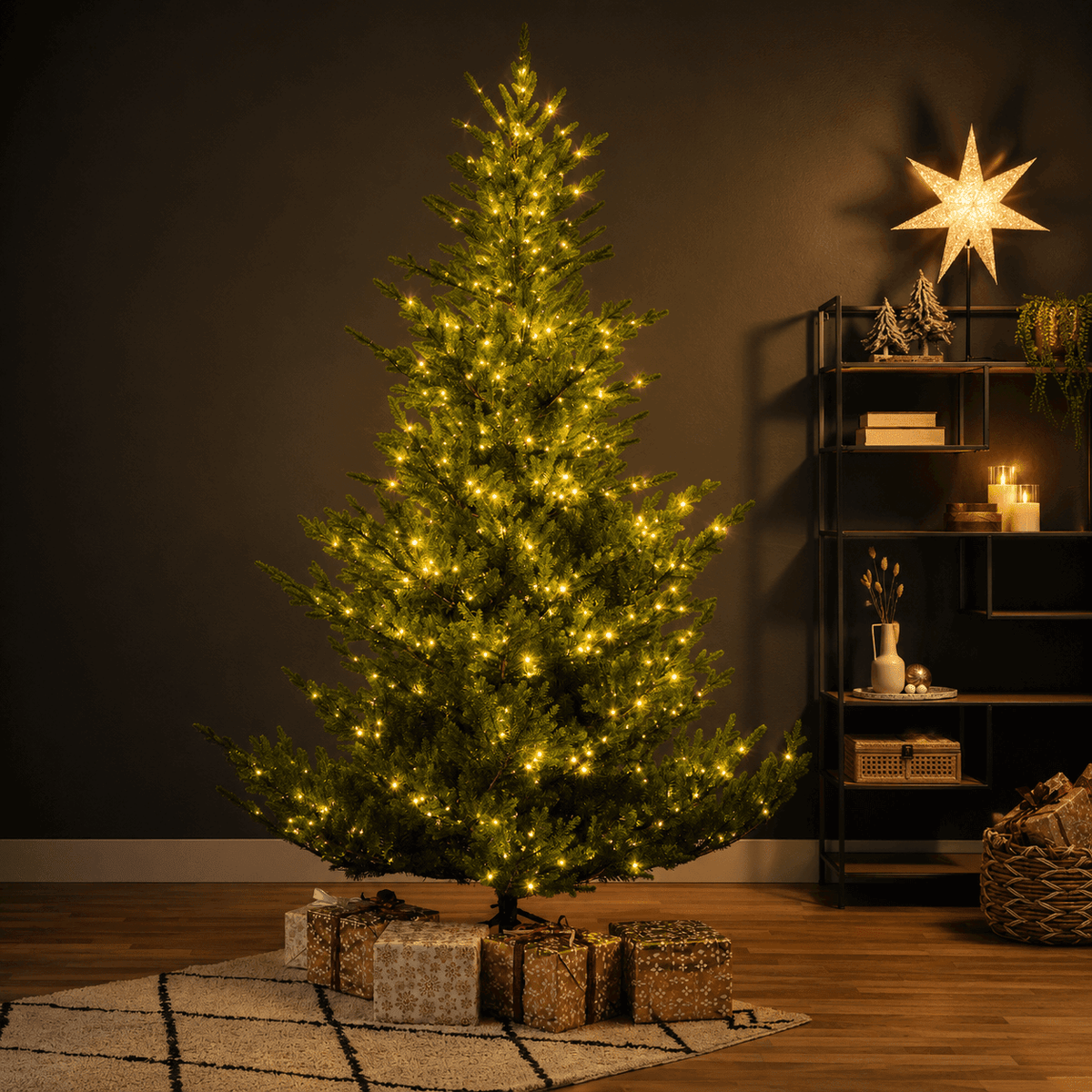 Premium Christmas Tree with LED Lights – Green or Snow-Covered