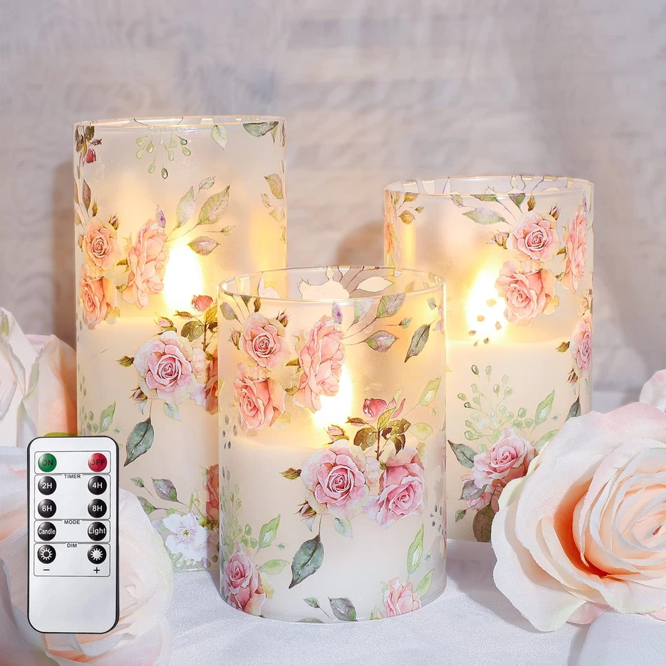 FloralCandle – LED candle set in floral design, with remote control