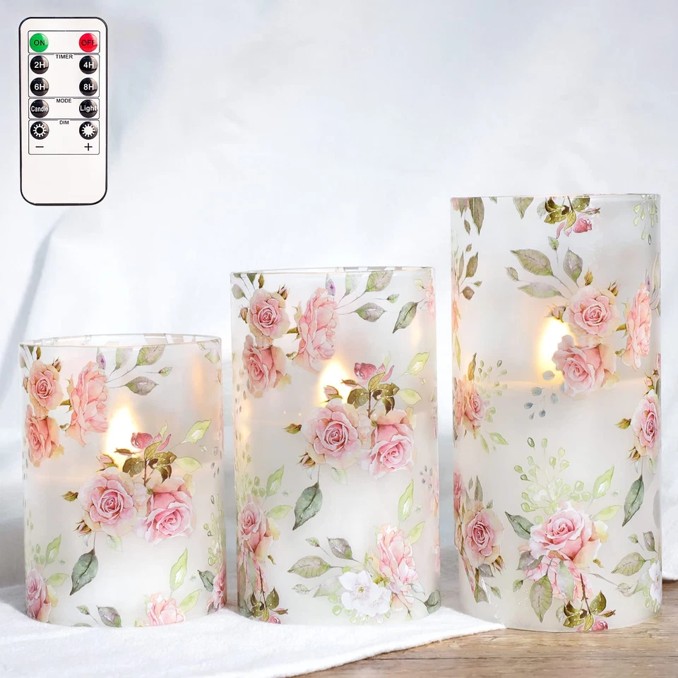 FloralCandle – LED candle set in floral design, with remote control