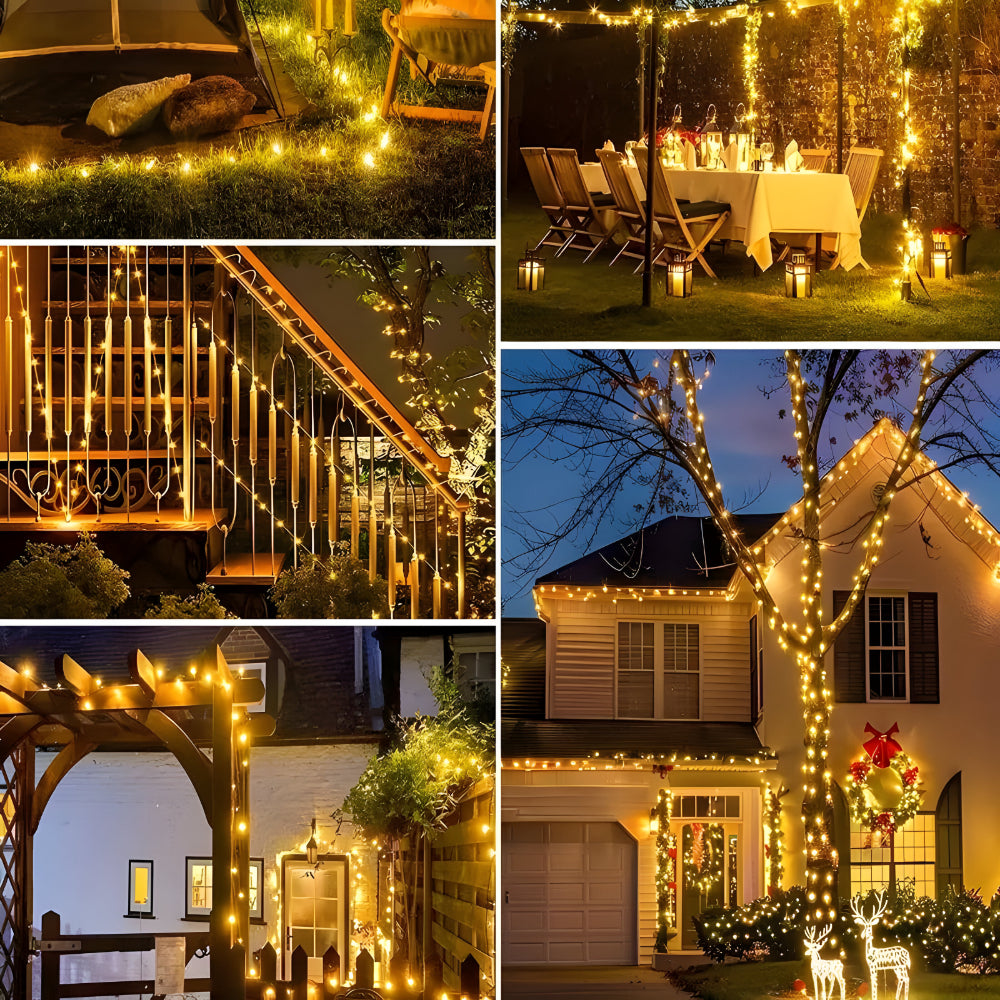 Solar String Lights Outdoor Waterproof – LED Garden Lighting with 8 Light Modes