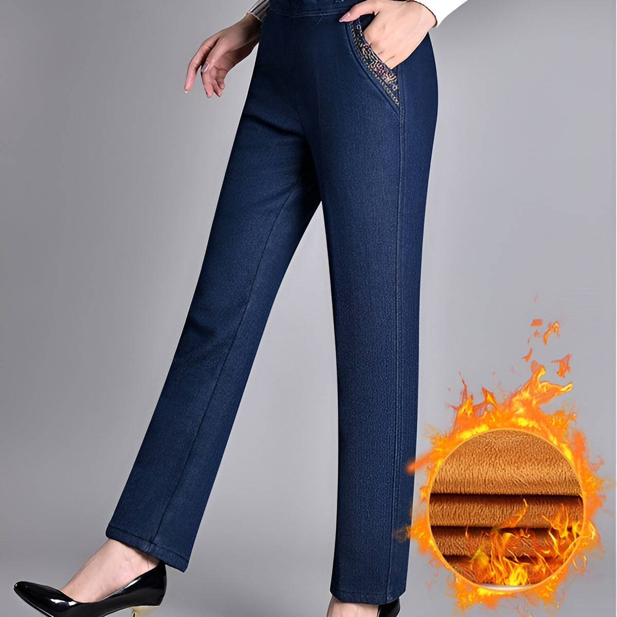 CasualJeans High-Waisted Straight-Leg Stretch Jeans