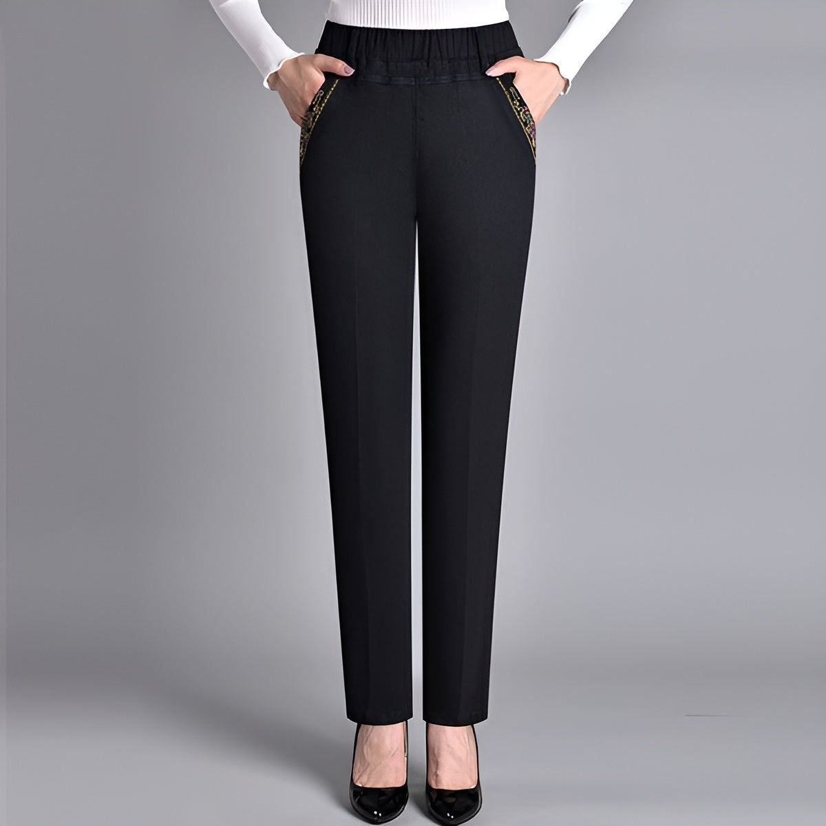 CasualJeans High-Waisted Straight-Leg Stretch Jeans