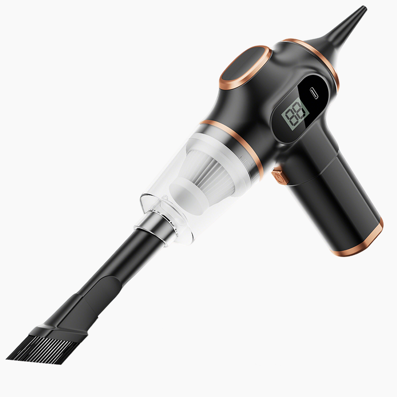 MiniVacuum Handstaubsauger in Schwarz freigestellt, Seitenansicht