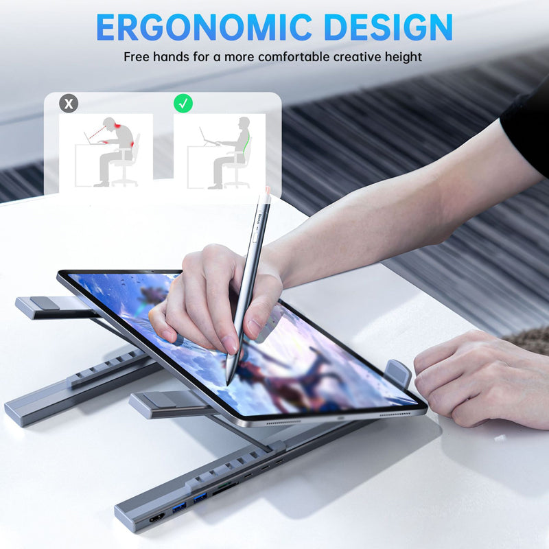HubStand – Foldable laptop stand with multi-port hub