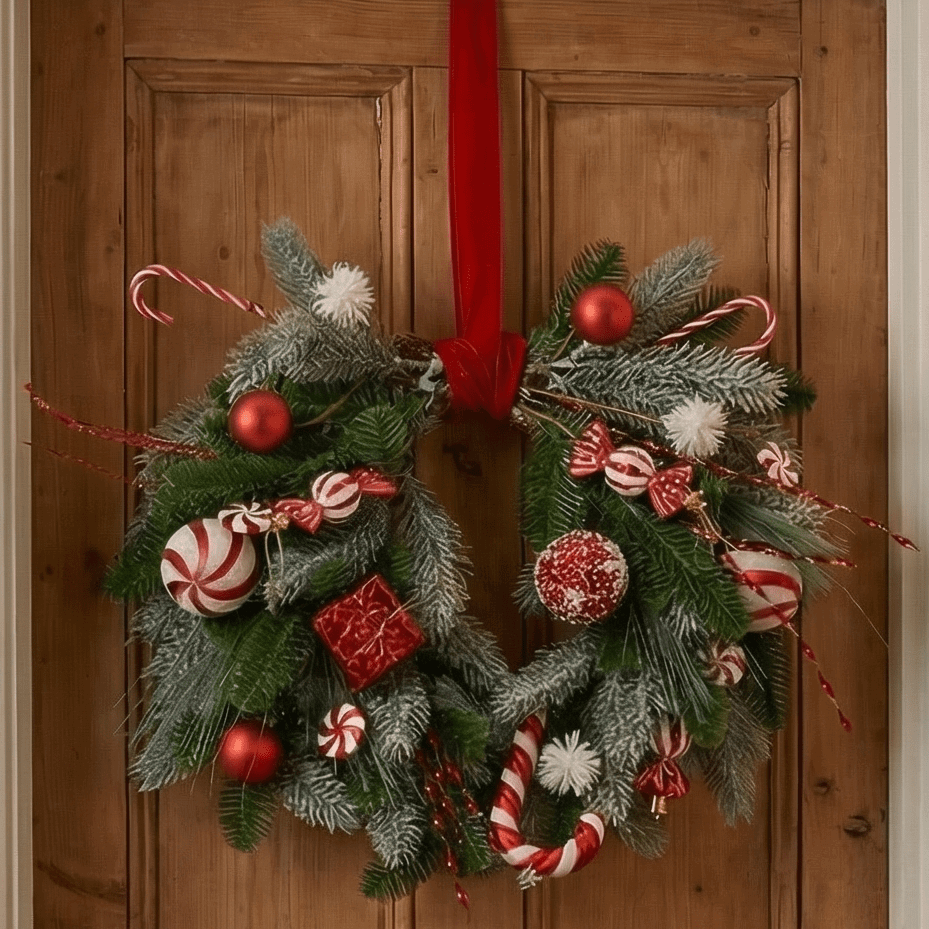 "Sweet Candys" fir wreath, small – indoor, 40 cm