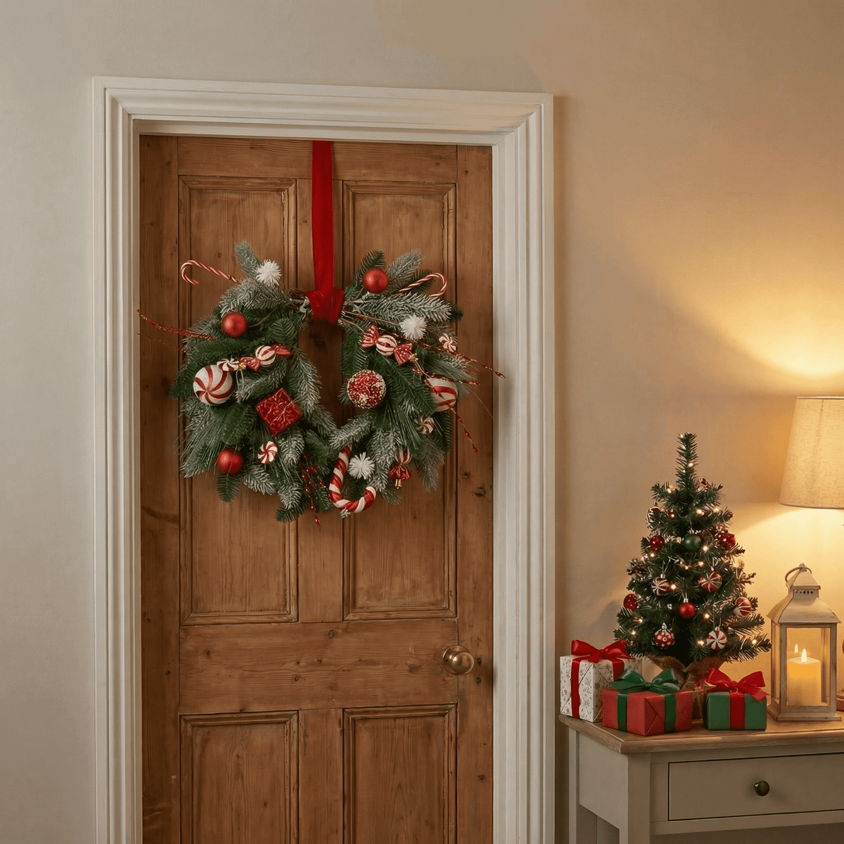 "Sweet Candys" fir wreath, small – indoor, 40 cm