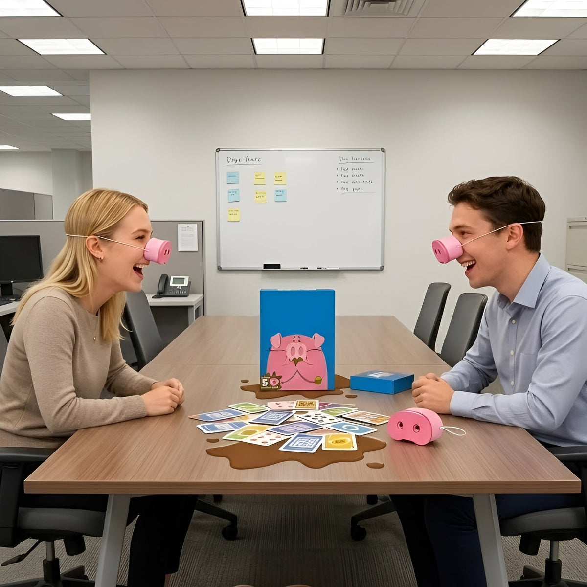 SnortBurst Party Game With Squeaky Pig Noses