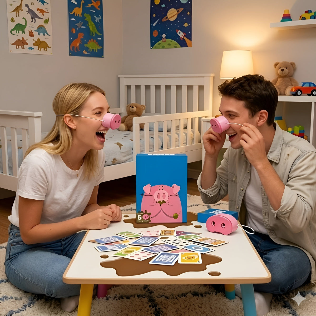 SnortBurst Party Game With Squeaky Pig Noses