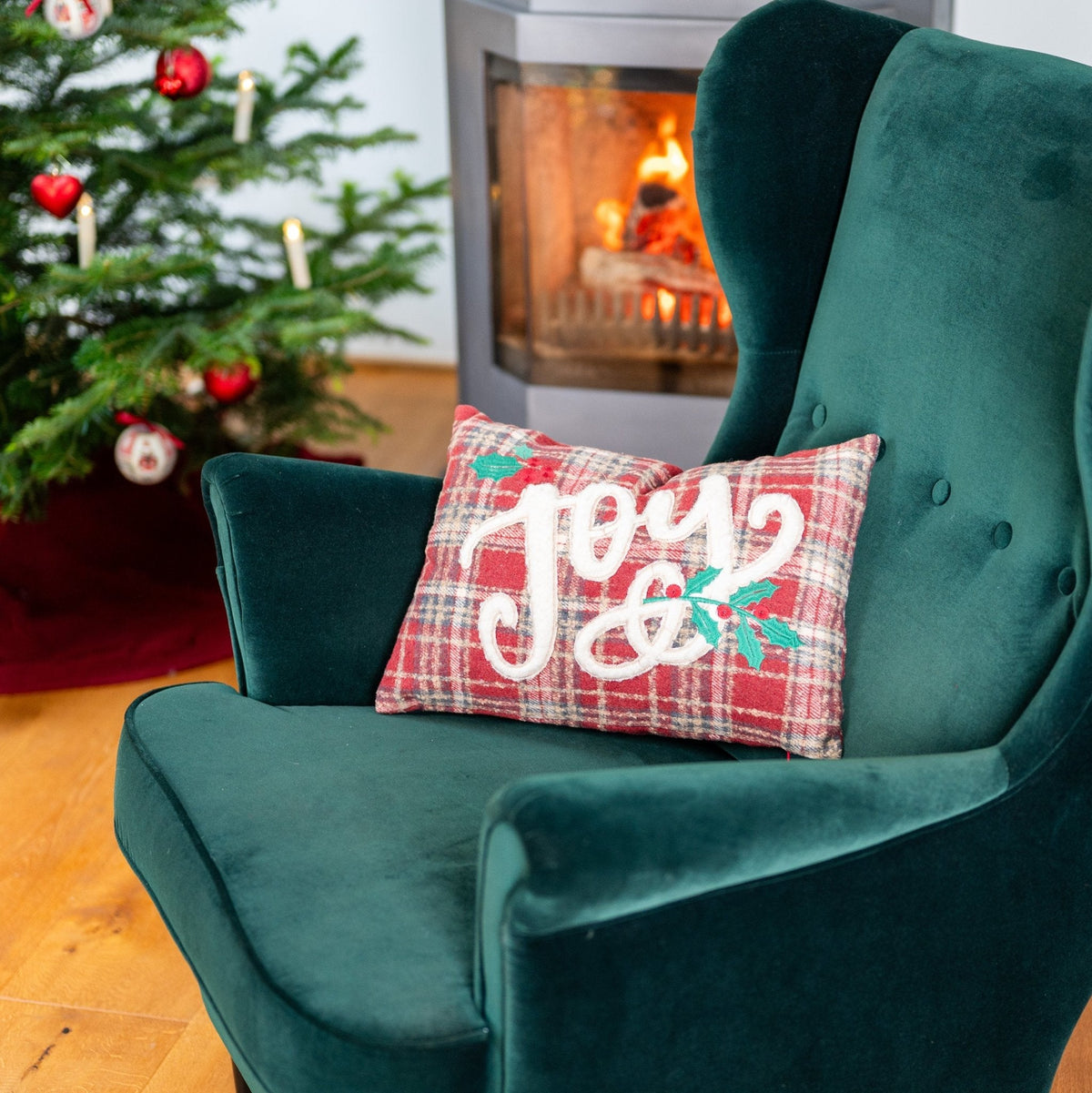 Christmas Decorative Pillow "Joy" – Red