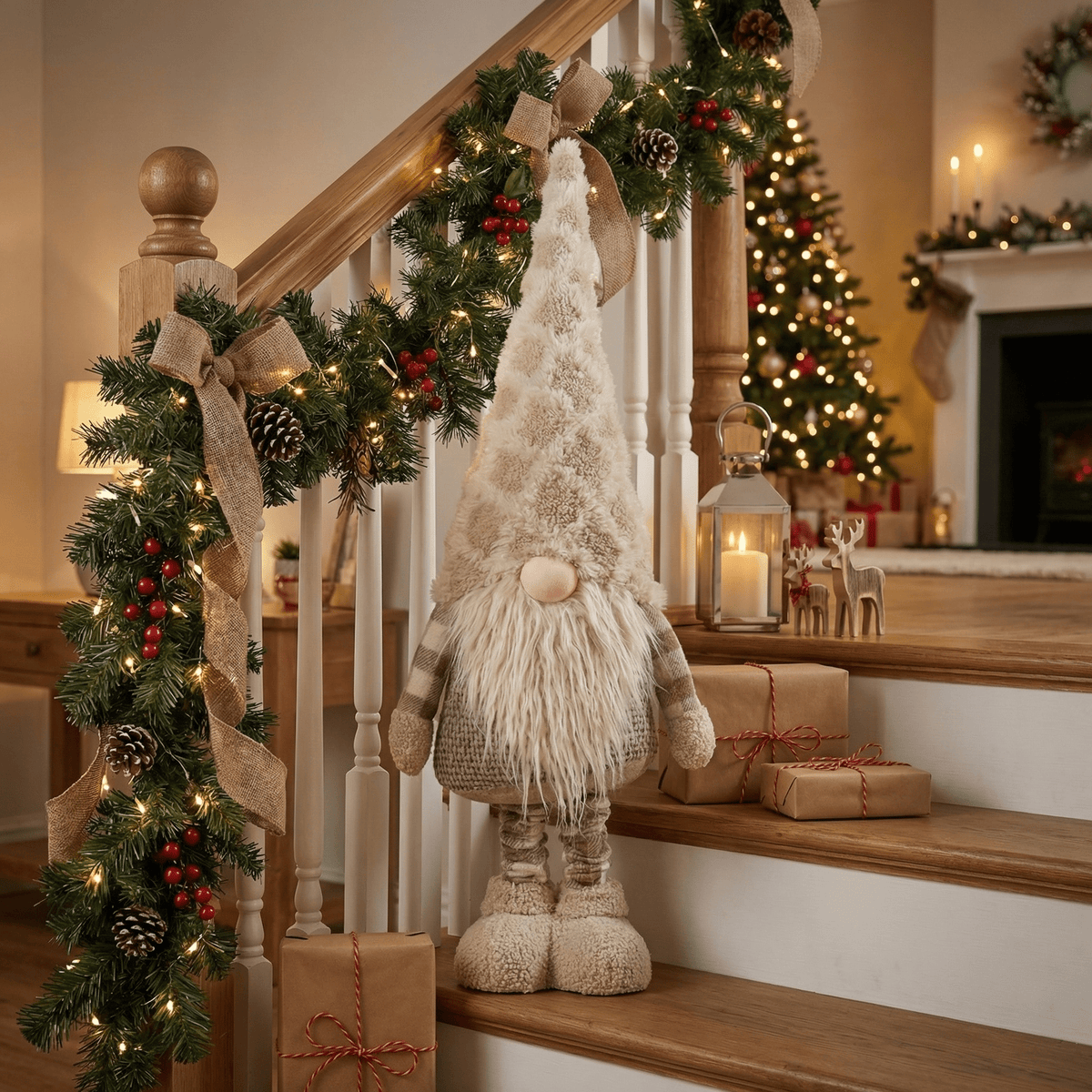 Christmas Gnome Beige Large – Height-adjustable 86-130 cm