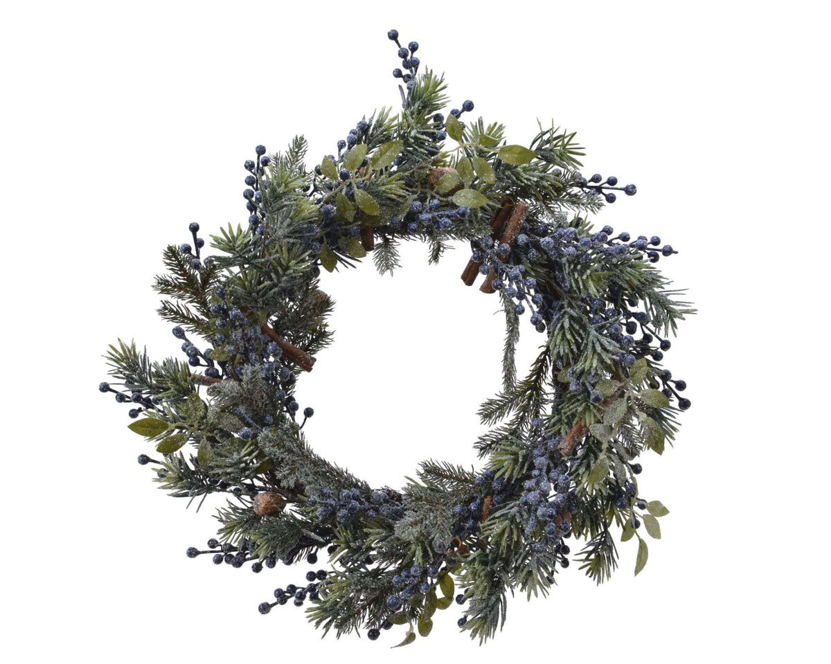 Large winter wreath with blue berries – indoor 60 cm