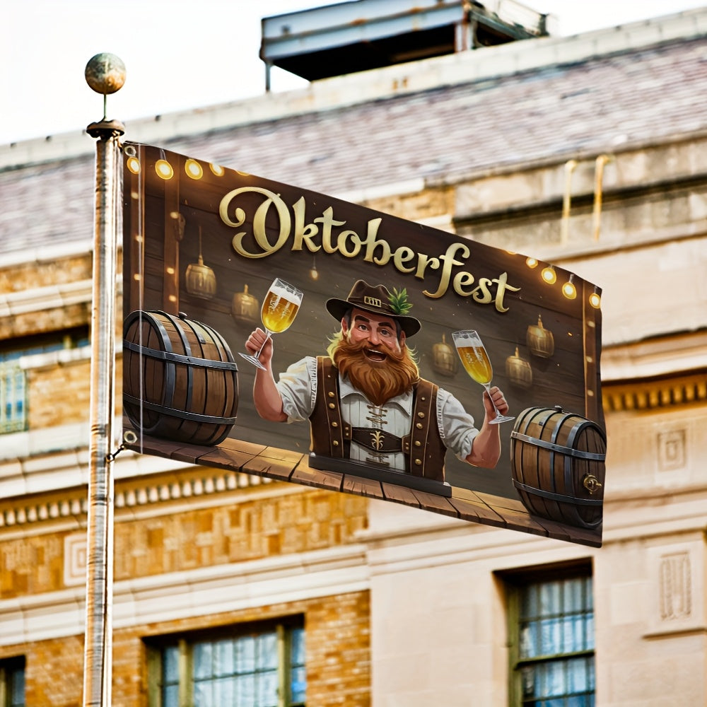 Oktoberfest garden flag with beer festival motif, weather-resistant decoration