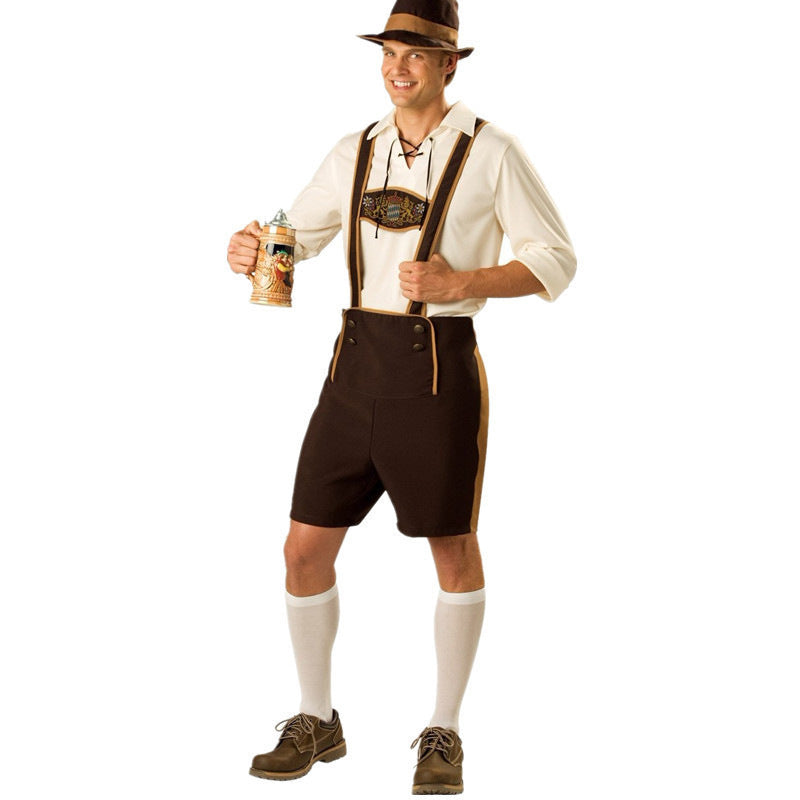 Men's Oktoberfest Lederhosen, traditional leather breeches with embroidery