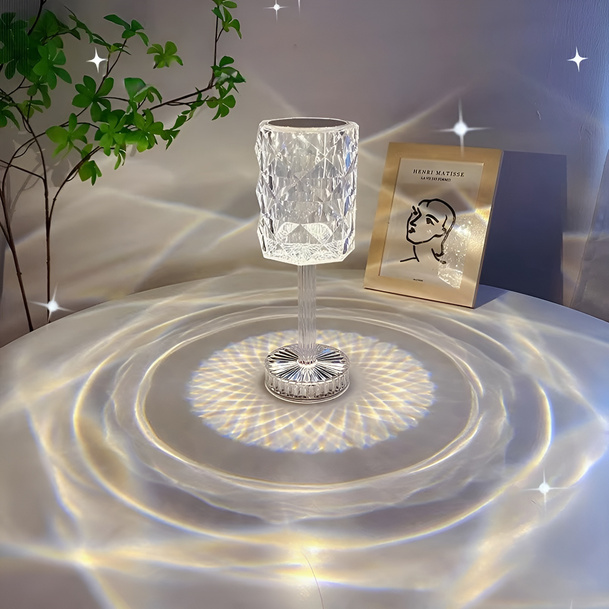 SparkleLamp Crystal LED Lamp with Remote Control, Illuminated Wall Patterns