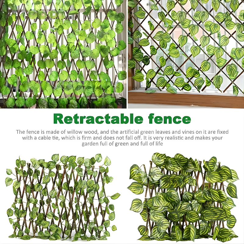 DecorativeFence – Extendable Privacy Screen Decorative Fence, Artificial Plant