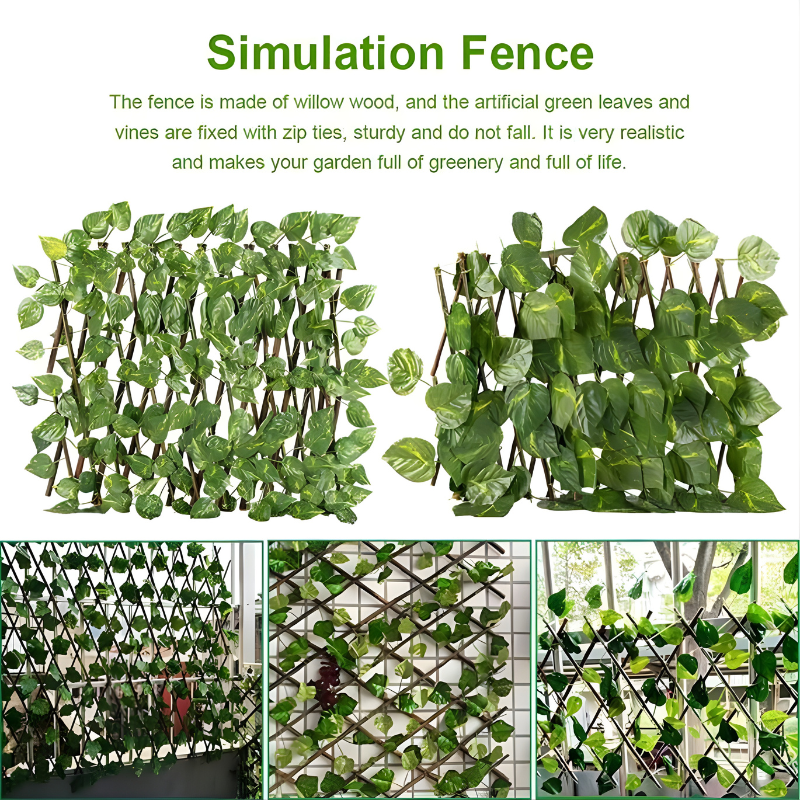 DecorativeFence – Extendable Privacy Screen Decorative Fence, Artificial Plant