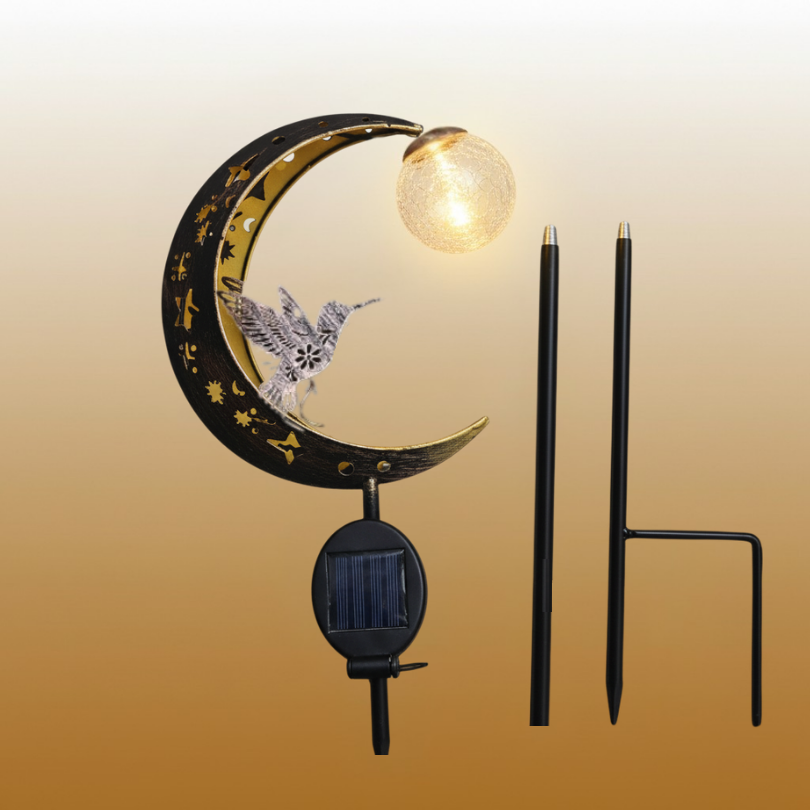 SolarBird – Solar-powered crescent garden light with bird design