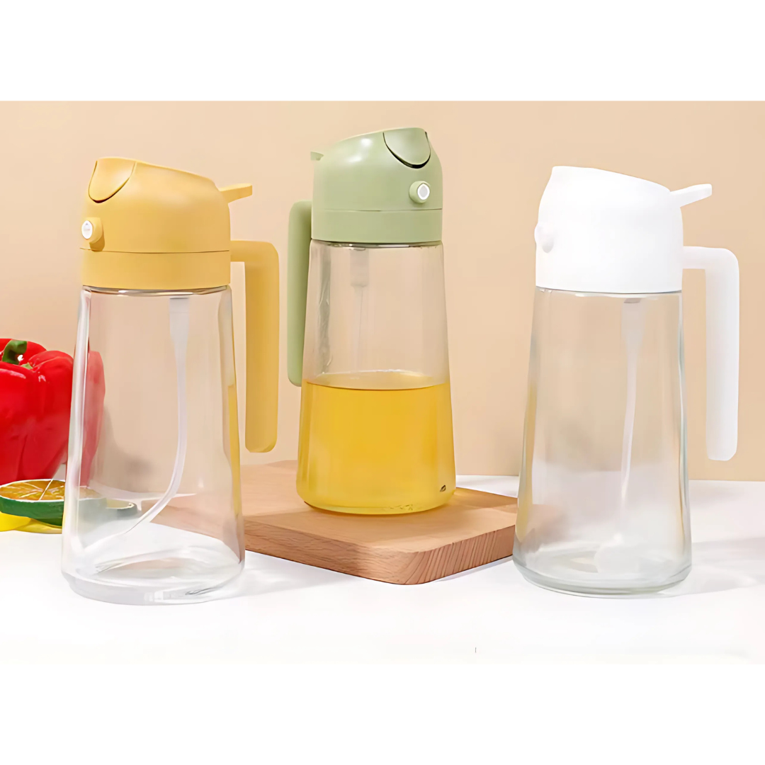 Oil Dispenser 2-in-1 Glass Dispenser for Spraying and Pouring