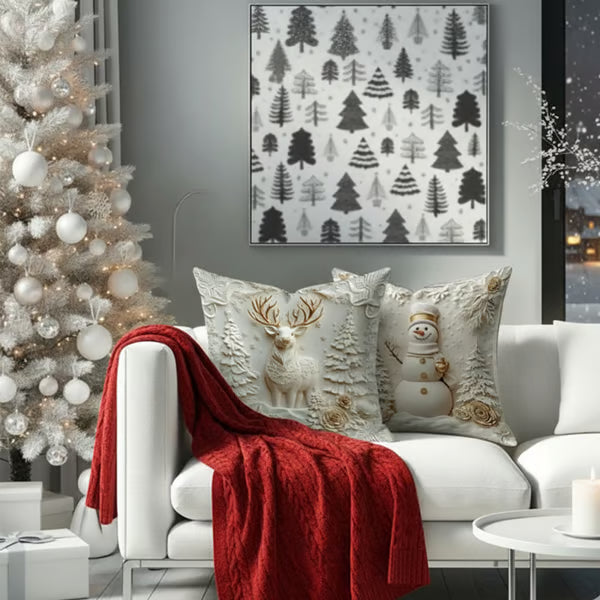 ChristmasCovers Christmas Pillow Covers in White, Set of 4