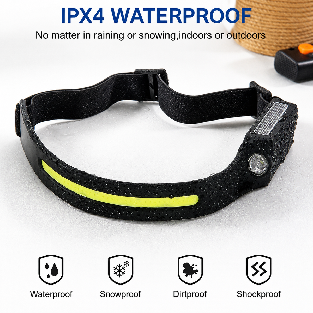 Headlight – LED headlamp with wave sensor and long battery life