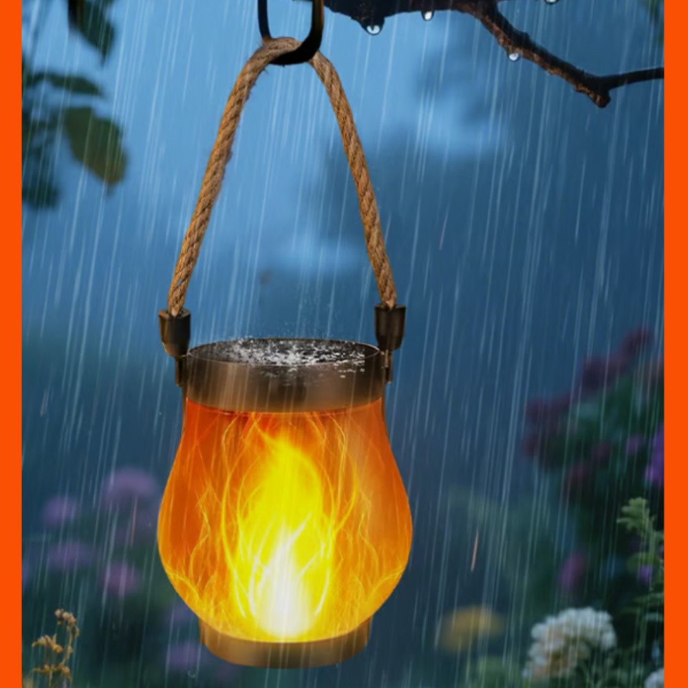 Solar Lantern with Flickering Flame – LED Solar Garden Lantern with Flame Effect for Garden, Patio & Outdoors