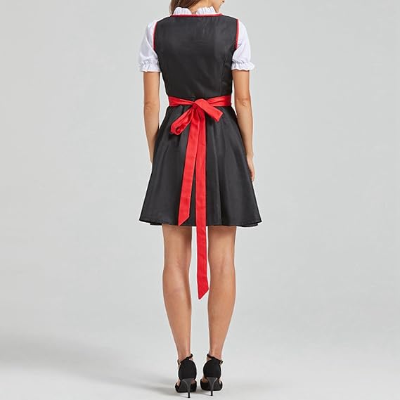 Women's Oktoberfest Dirndl Red, Traditional Dirndl Dress with Apron