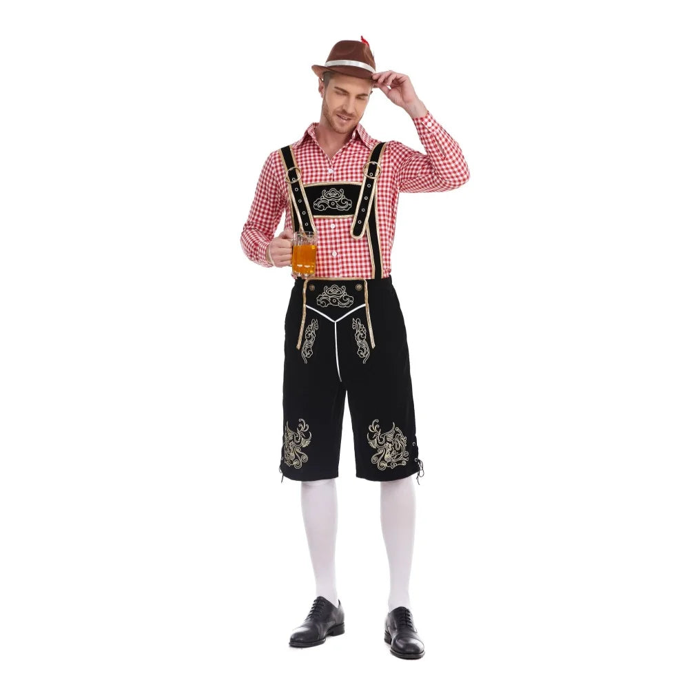 Oktoberfest costume for men complete, lederhosen with suspenders and hat