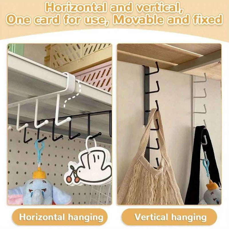 ShelfHooks – Hanging rack with 6 hooks for kitchen and wardrobe, set of 2