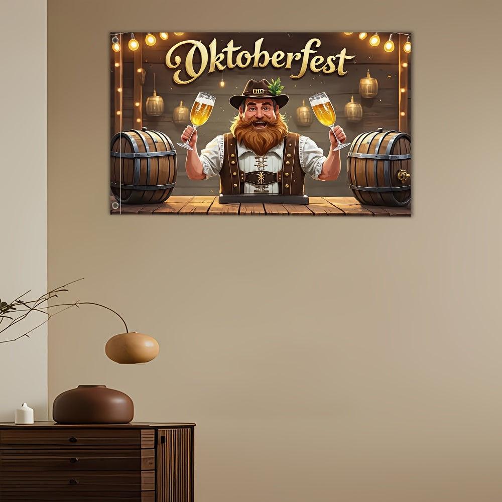 Oktoberfest garden flag with beer festival motif, weather-resistant decoration