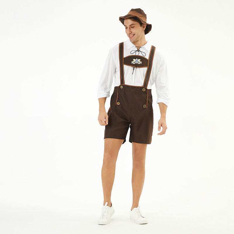 Men's Oktoberfest Lederhosen, traditional leather breeches with suspenders