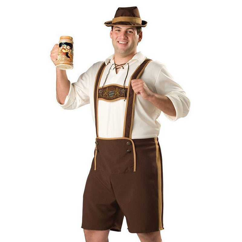 Men's Oktoberfest Lederhosen, traditional leather breeches with embroidery