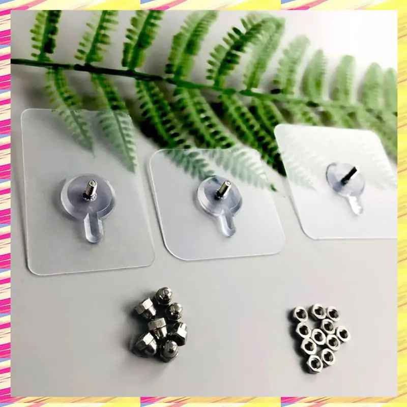 Self-adhesive hooks without drilling – Transparent, set of 20