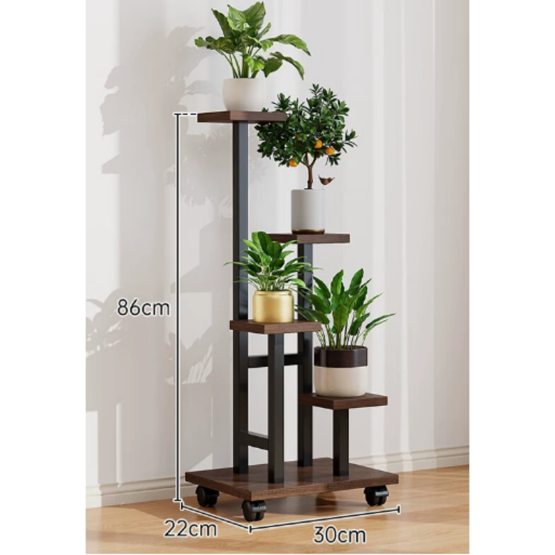 PlantStand Pflanzenständer in Walnuss/Schwarz