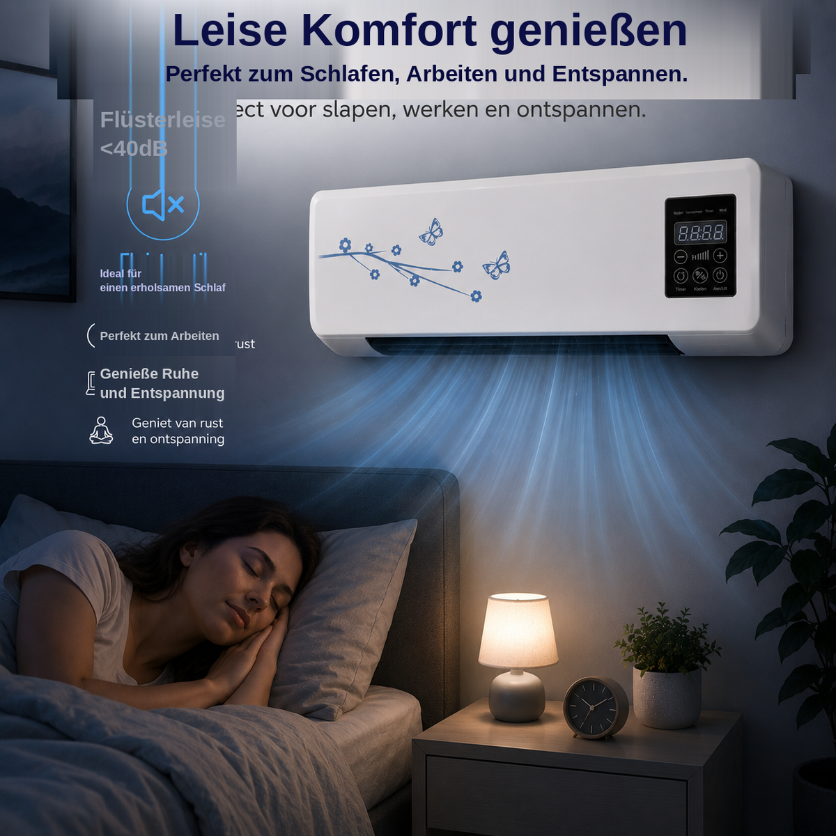 CoolBreeze Mini-Heizlüfter flüsterleise unter 40dB