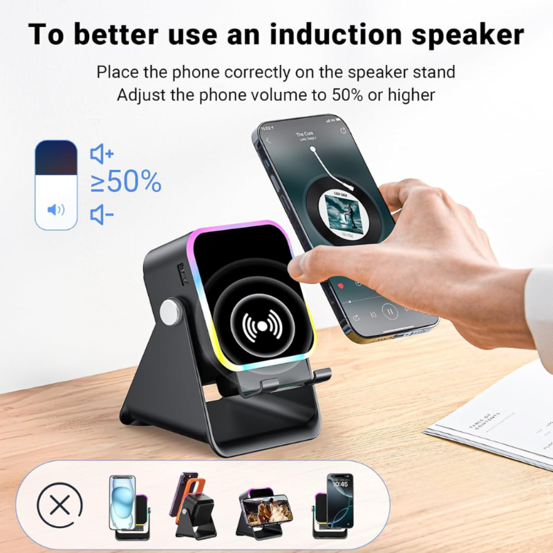 SoundCharge – Wireless charger with speaker and phone stand