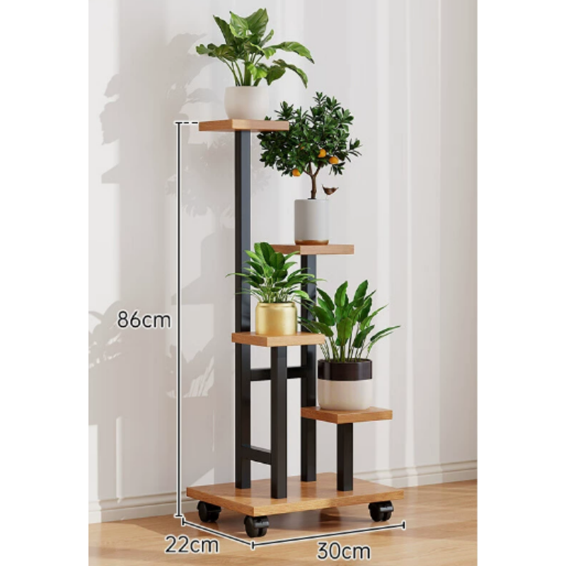 PlantStand Pflanzenständer in Naturholz/Schwarz