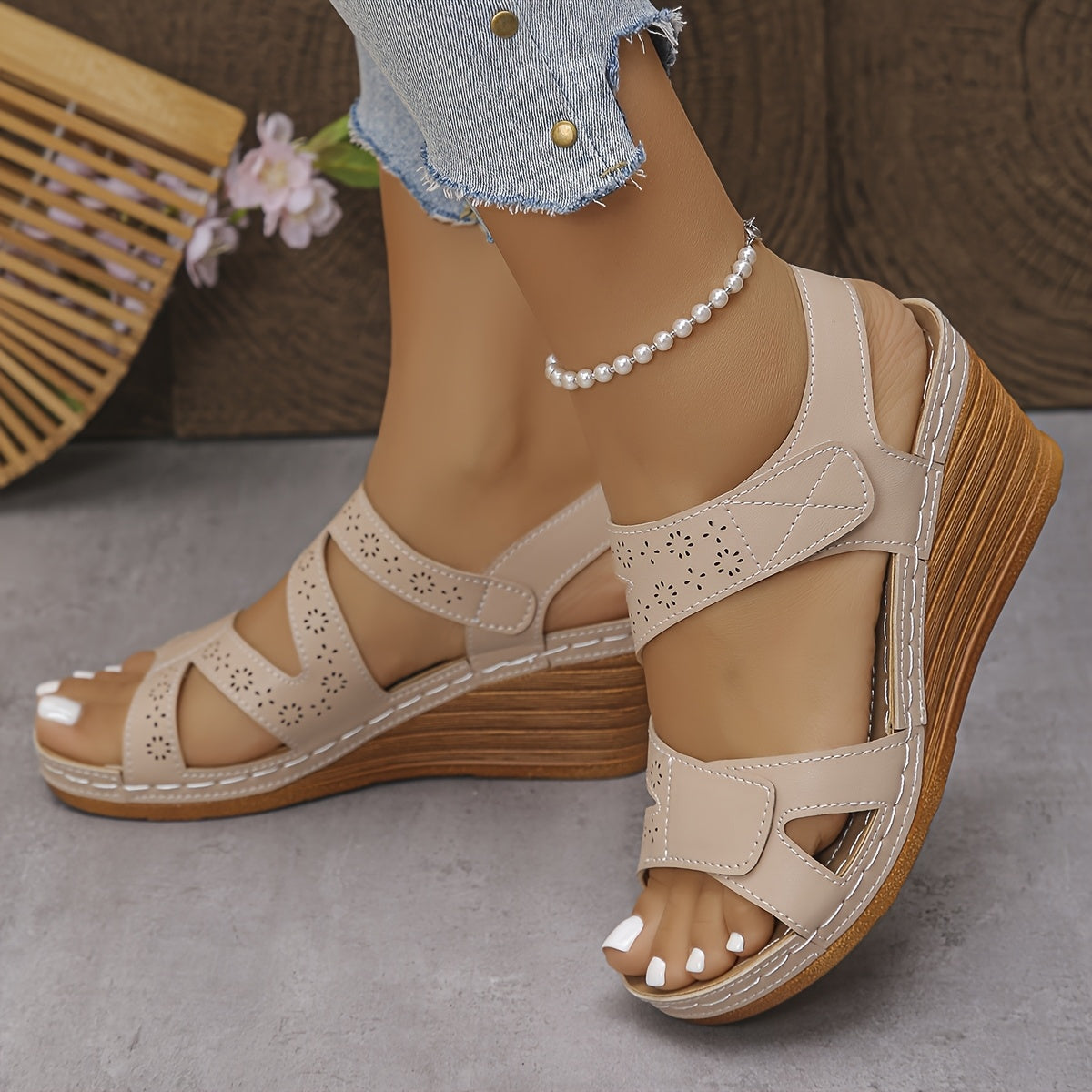 ComfySandals Women's Wedge Sandals Ergonomic, Adjustable Strap