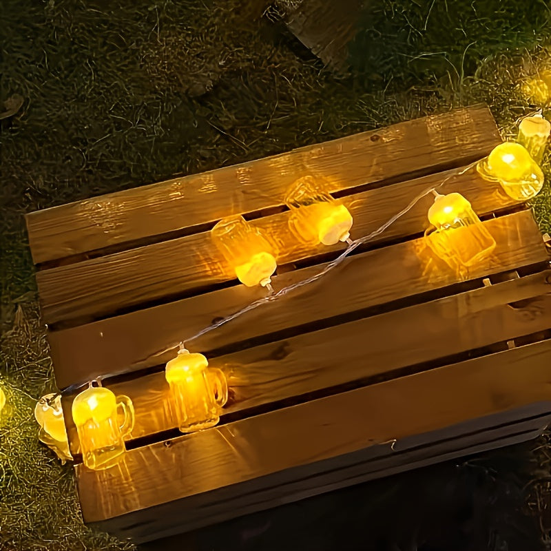 Oktoberfest decorative LED beer mug string lights, set of 2