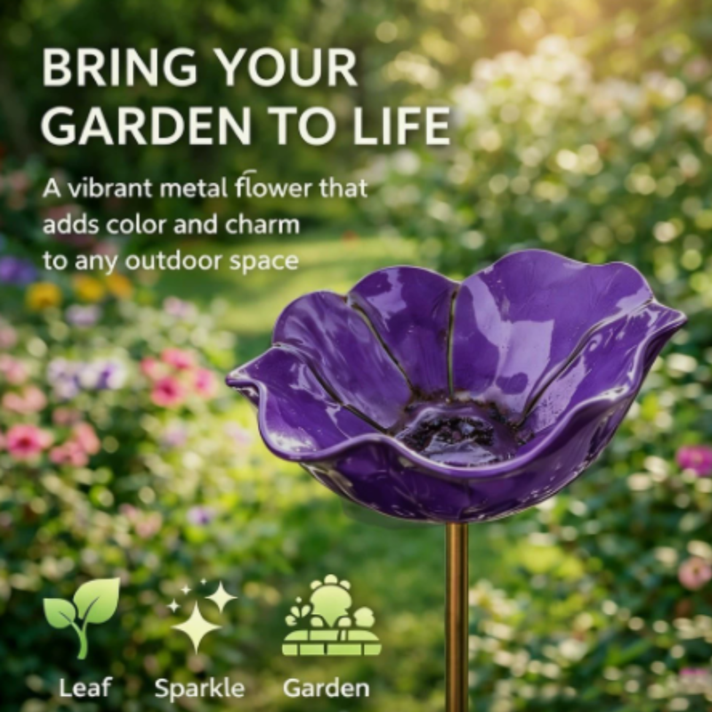 Flower-shaped bird bath for garden & balcony