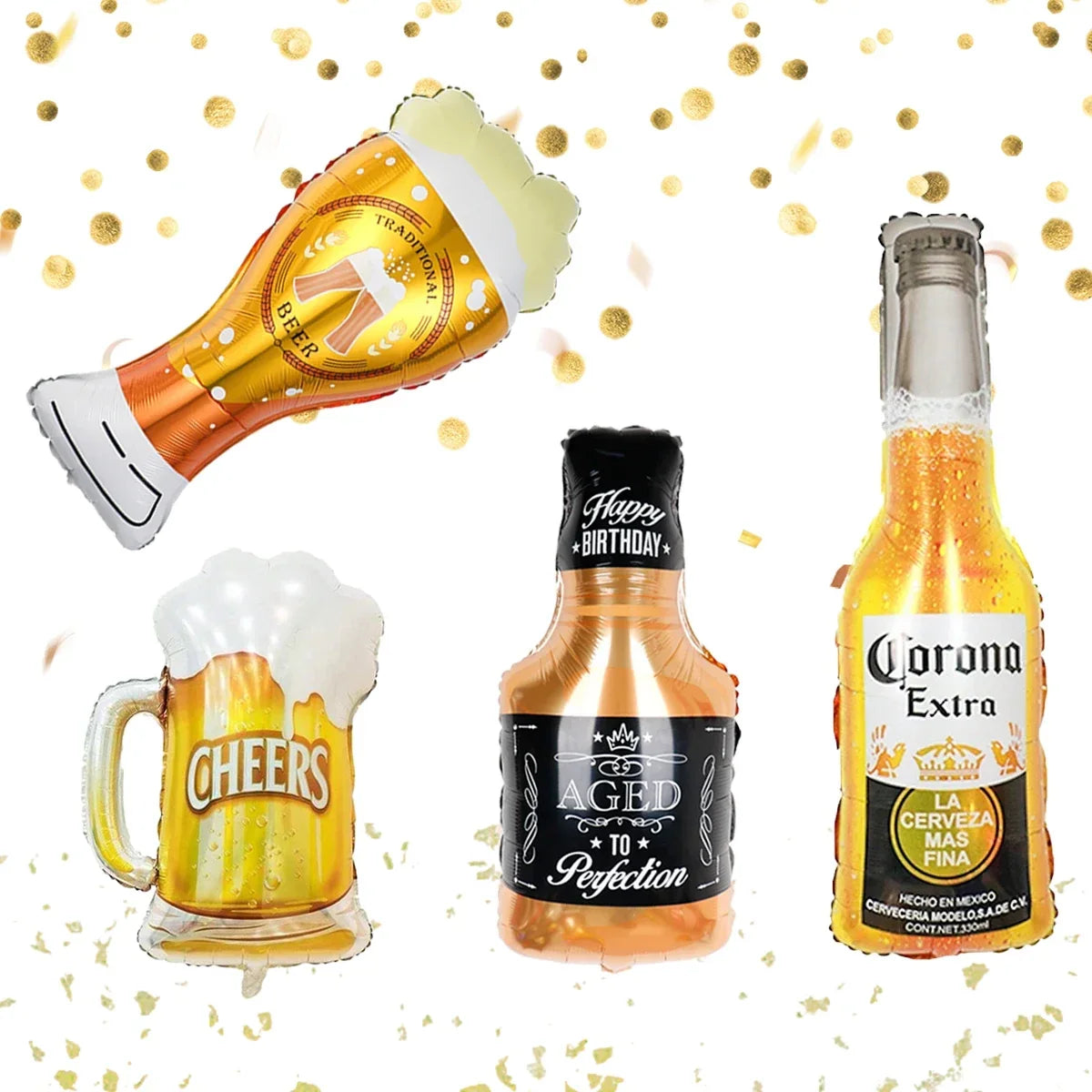Oktoberfest bottle balloons beer & whiskey, party decorations 4 variants