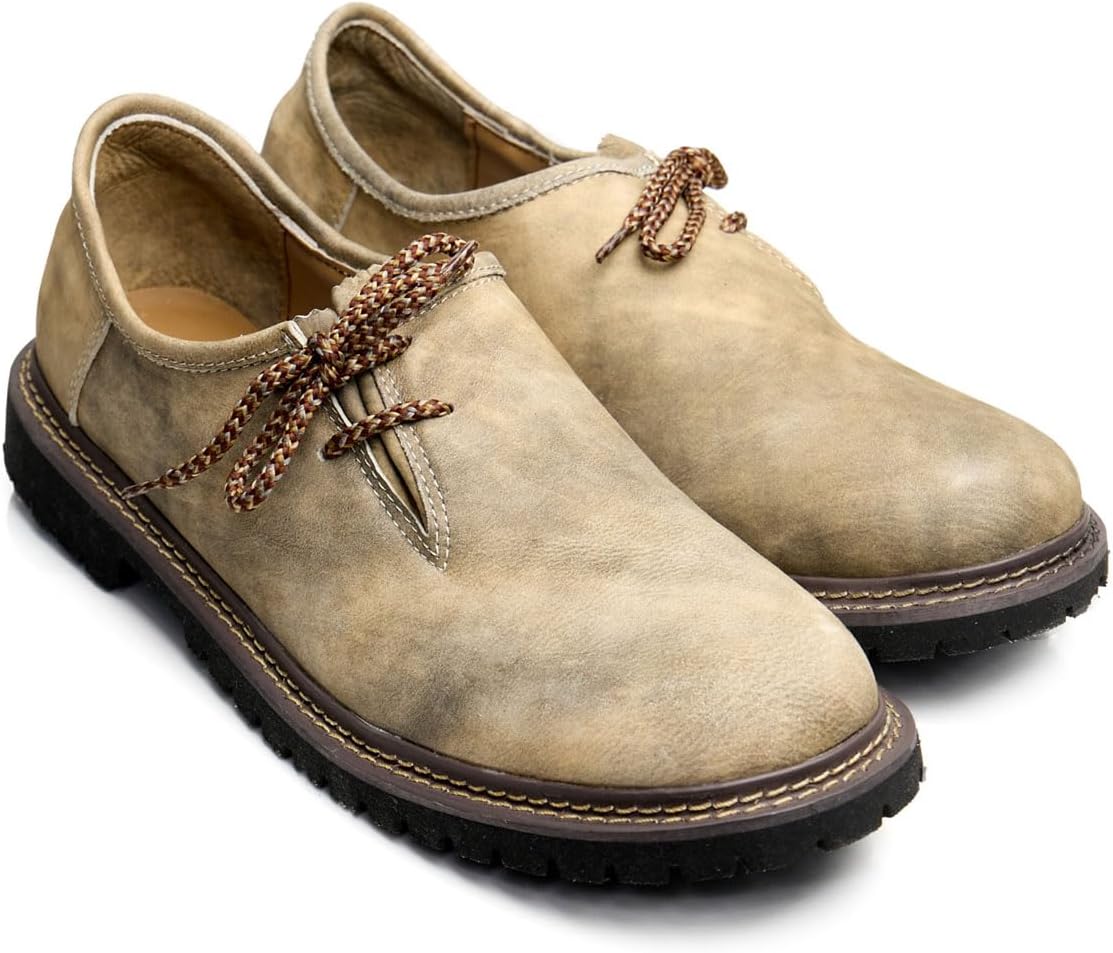Men's Haferlschuhe Oktoberfest, Traditional Leather Shoes Dark Brown