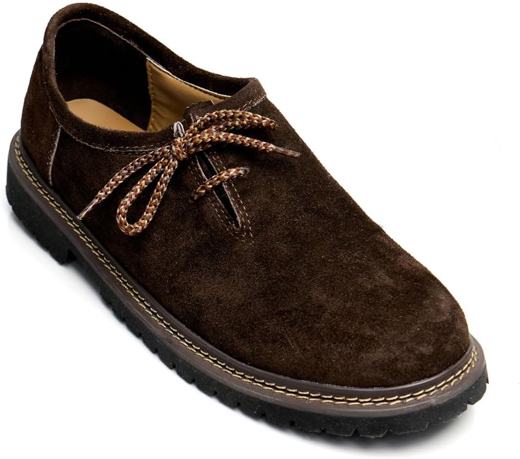 Men's Haferlschuhe Oktoberfest, Traditional Leather Shoes Dark Brown