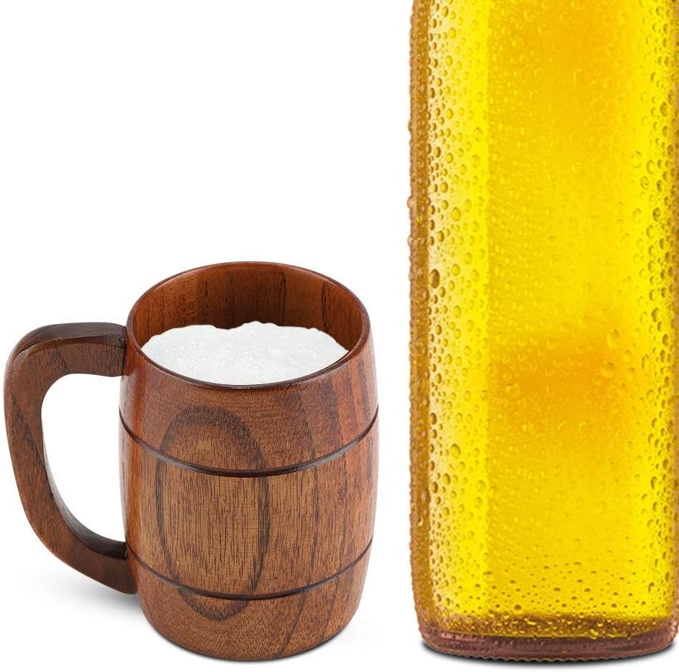 Wooden beer mug Oktoberfest, natural wood beer stein 350ml