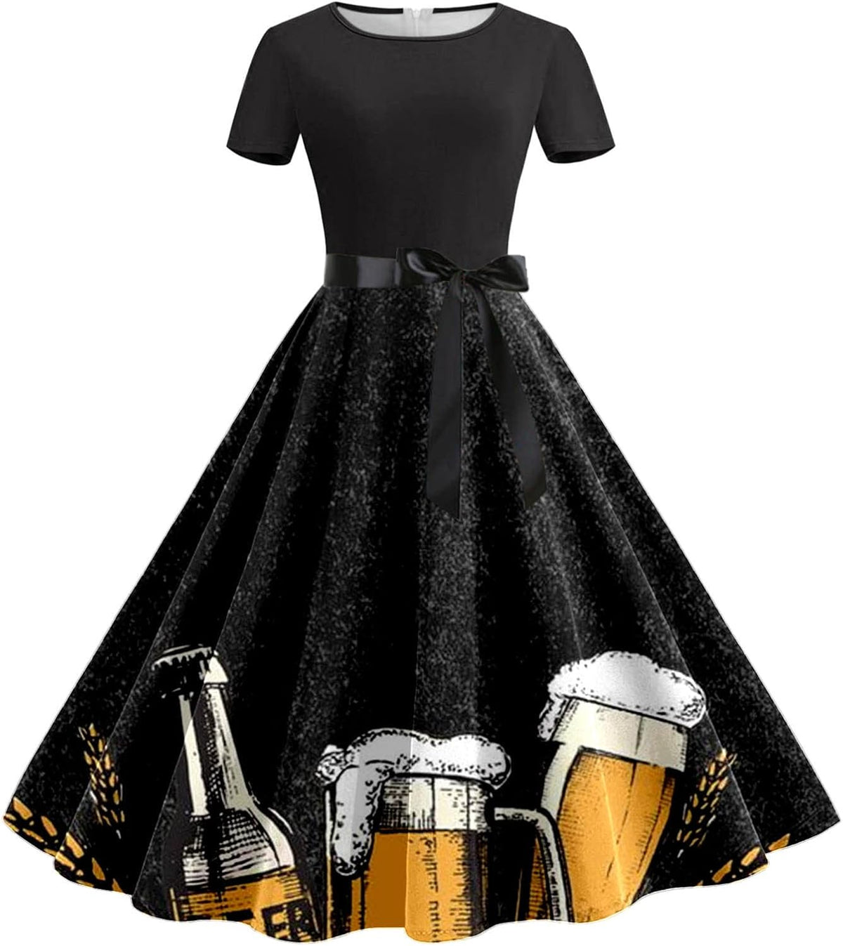 Women's Oktoberfest Dirndl Dress, Beer Mug & Pretzel Print