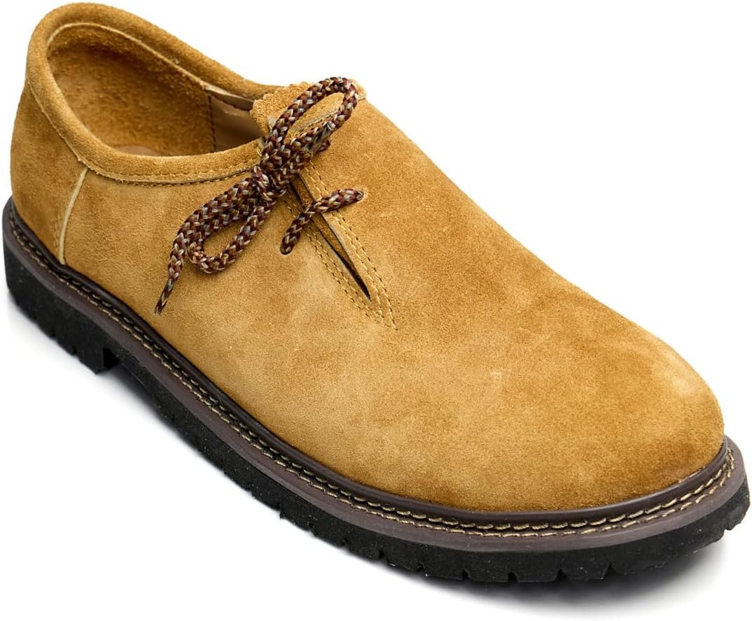 Men's Haferlschuhe Oktoberfest, Traditional Leather Shoes Dark Brown