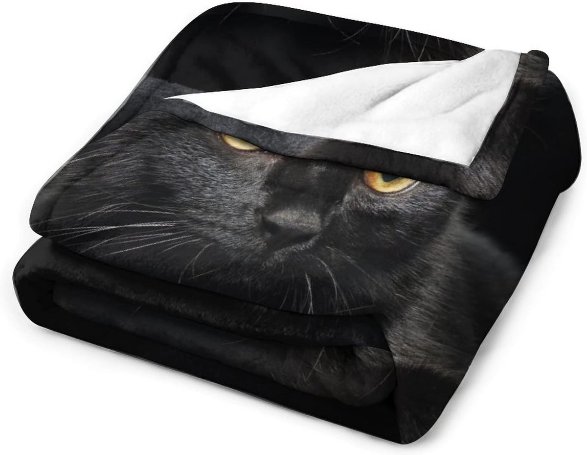 CozyBlanket Throw Blanket Cat Motif, Ultra-soft Flannel