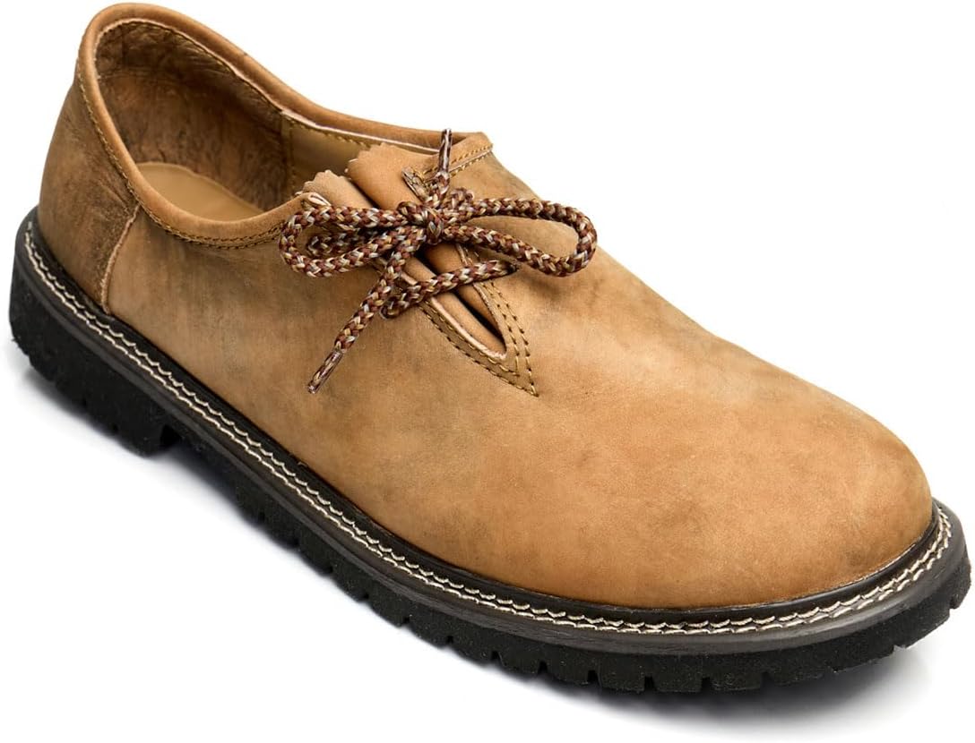 Men's Haferlschuhe Oktoberfest, Traditional Leather Shoes Dark Brown