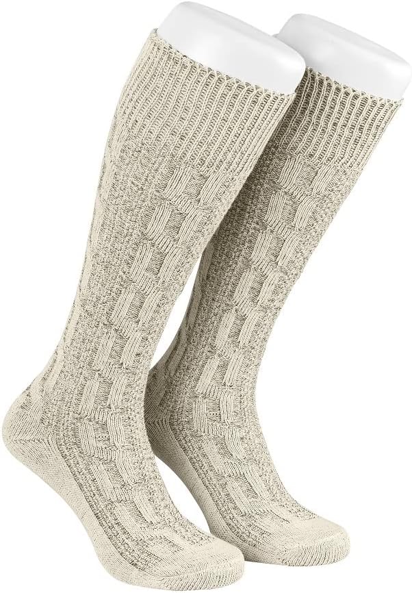 Men's Oktoberfest traditional socks, knee-highs in natural heather, 2-pack