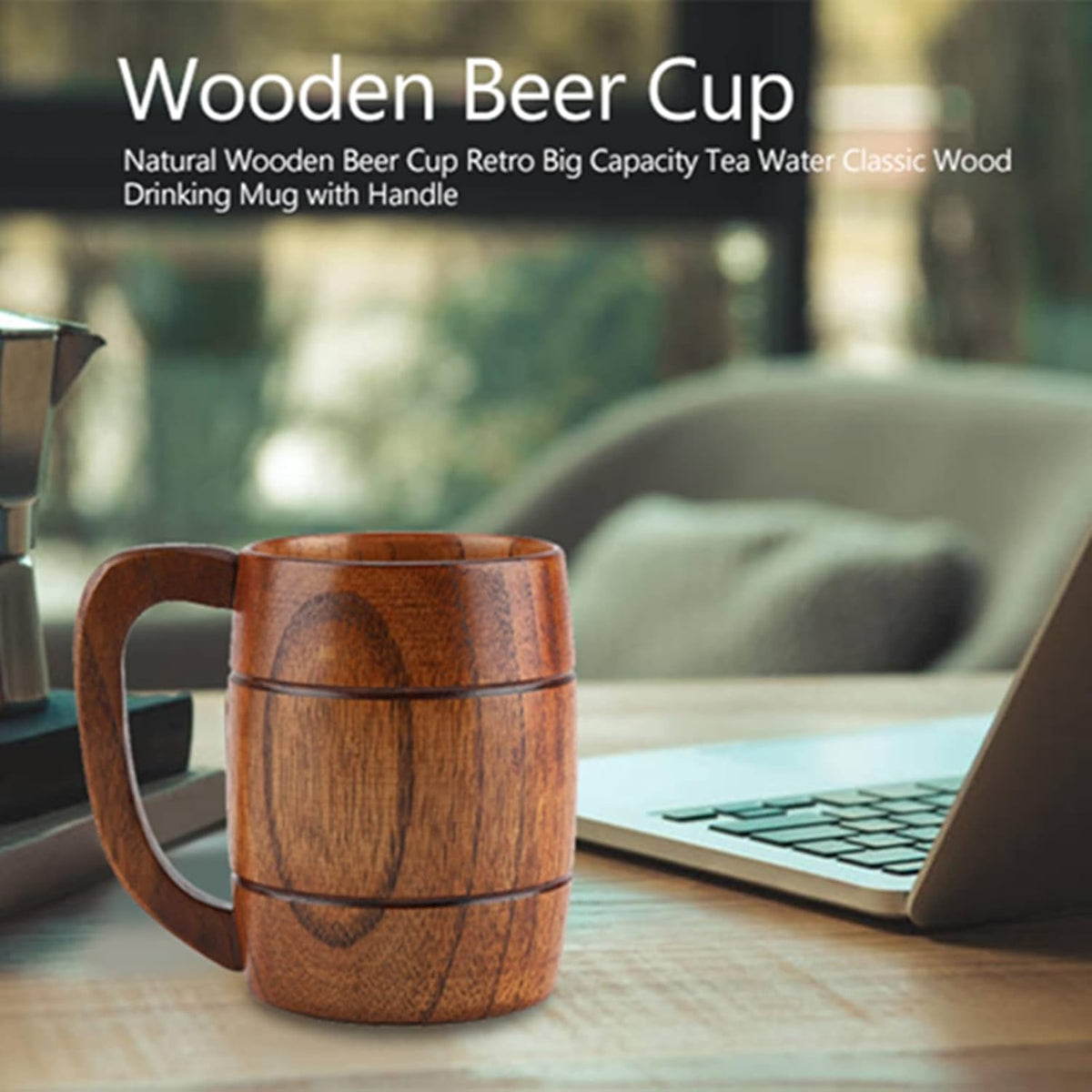 Wooden beer mug Oktoberfest, natural wood beer stein 350ml